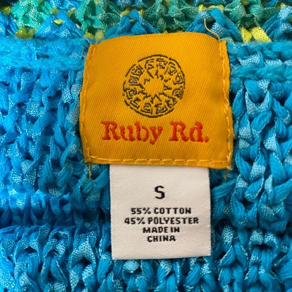 Ruby Rd Women’s Teal Blue Crochet Sweater - SZ S - Cotton Blend - EUC - Picture 4 of 7